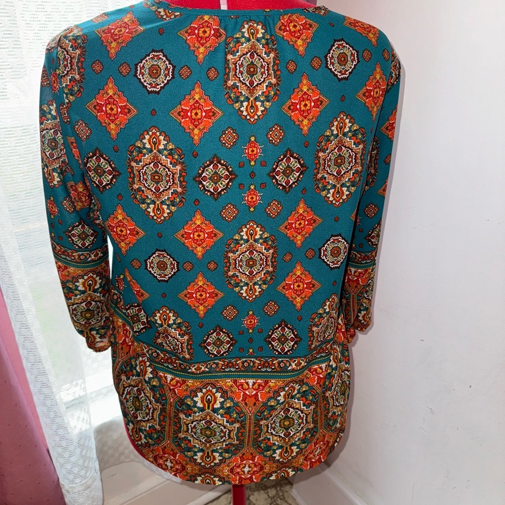 Ruby Rd Blue Patterned Blouse - Picture 3 of 4
